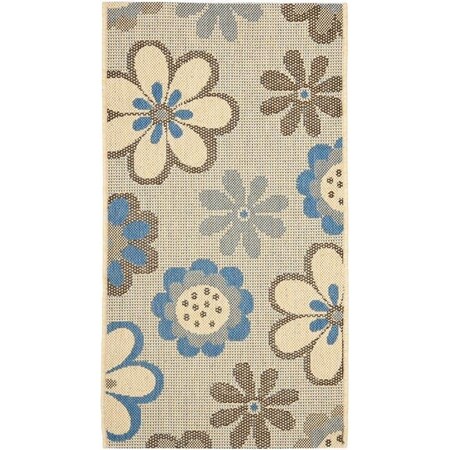 Safavieh 6 Ft. -7 In. X 6 Ft. -7 In. Round Indoor-Outdoor Courtyard- Natural Brown And Blue- Machine Made Rug CY4035B-7R